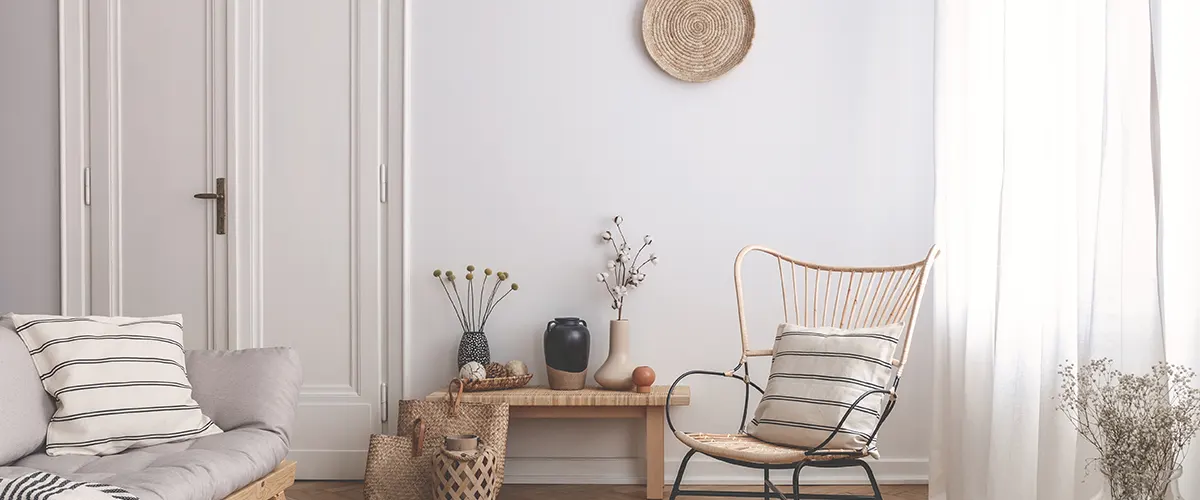 cozy living room in beige colors