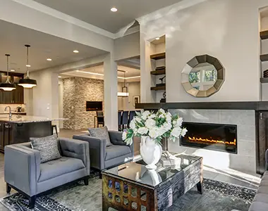 Elegant living room with freshly painted neutral walls and modern interior design by EG Contracting Services