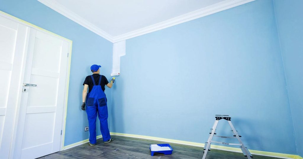 house interior being painted blue in herndon